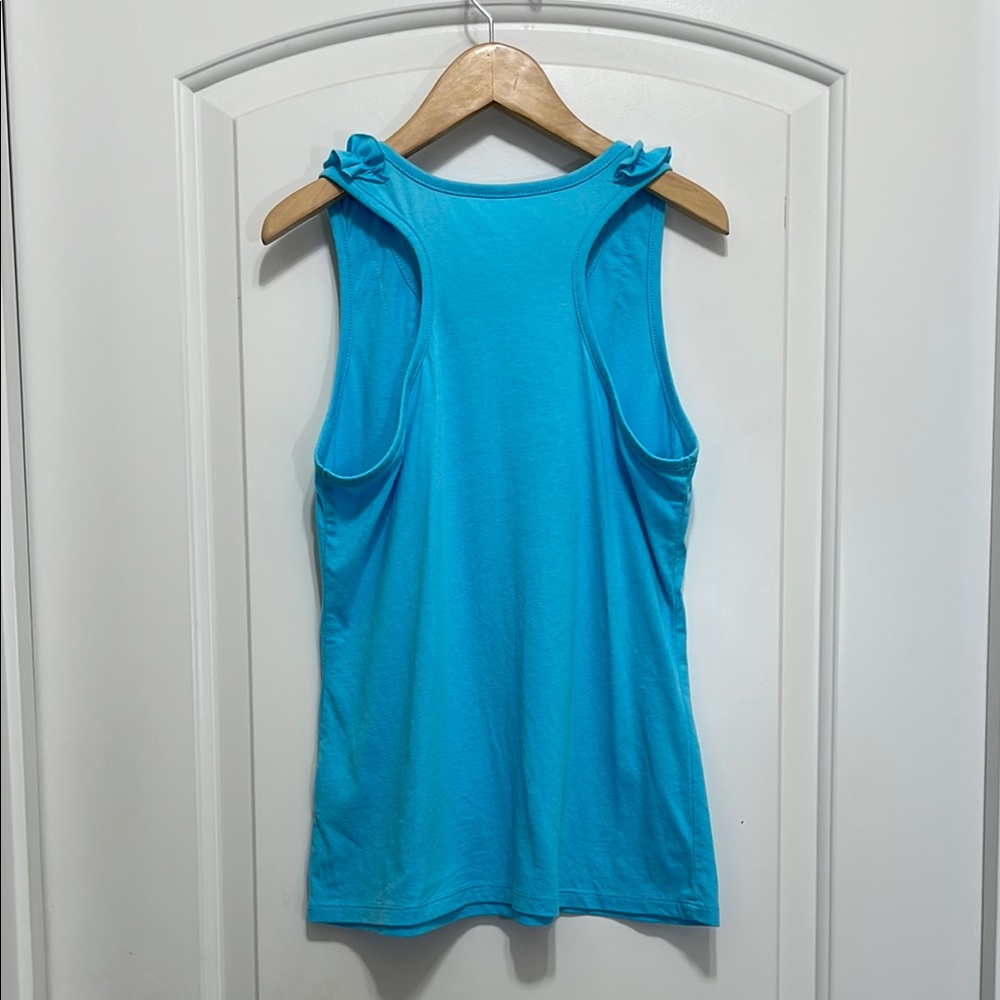 Basic Editions Blue Ruffled Sequin Tank Top - Picture 4 of 7